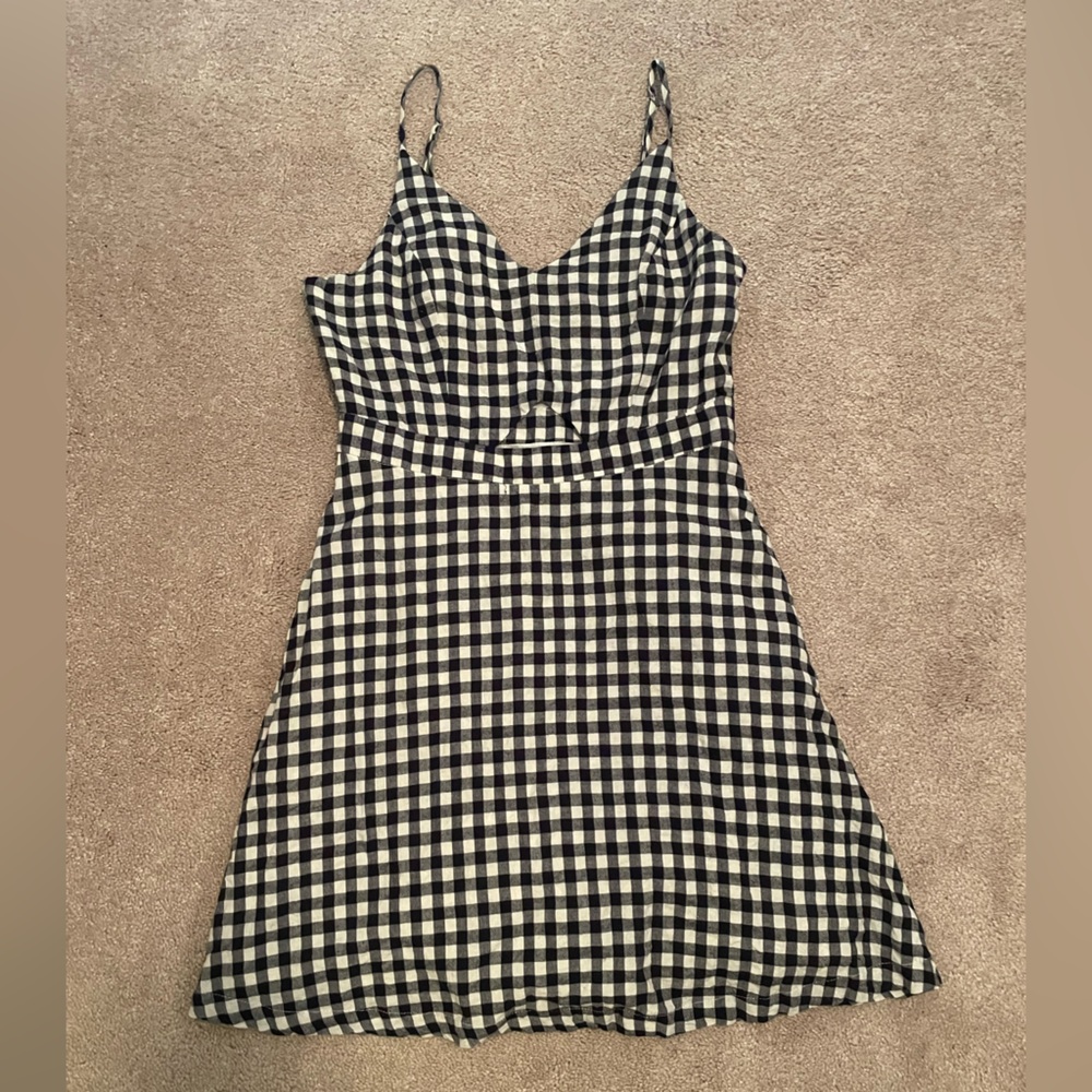 Altar’d State navy white gingham dress with keyhole detail size s